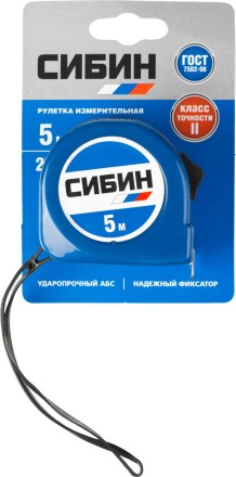 Рулетка СИБИН, пластиковый корпус, 5м/25мм 34020-05-25 купить в Когалыме