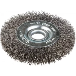 ЗУБР "ЭКСПЕРТ". Щетка дисковая для точильно-шлифовального станка, витая стальная проволока 0,3мм, 75х12,7мм 35185-075_z01