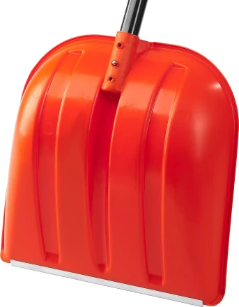 Лопата снеговая пластиковая с алюминиевой планкой, с алюминиевым черенком и V-ручкой, 410мм, оранжевая, СИБИН 421845 421845 купить в Когалыме