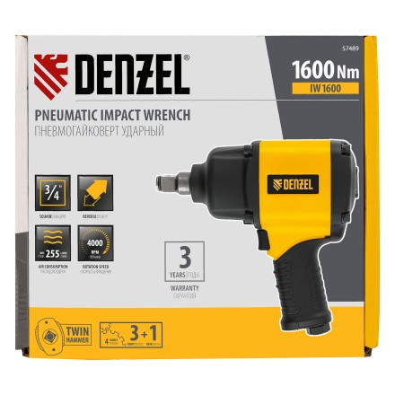 Ударный пневмогайковерт Denzel IW1600 57489, 3/4&quot;, 4000 об/мин, 1600 Нм купить в Когалыме