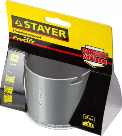 Коронка STAYER "PROFESSIONAL" кольцевая с карбидно-вольфрамовой крошкой, d=83мм 33345-83 купить в Когалыме