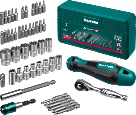 Набор: отвертка-битодержатель X-Drive с битами, торцевыми головками, мини-трещеткой, 25816 купить в Когалыме