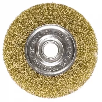 Щетка для УШМ, 150 мм, посадка 22,2 мм, плоская, латунированная витая проволока MATRIX 74664 купить в Когалыме