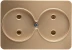 Розетка СВЕТОЗАР "ГАММА" без заземления, двойная, без вставки и рамки, цвет золотой металлик, 16А/~250В SV-54102-GM купить в Когалыме