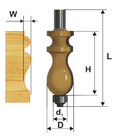 Фреза кромочная фигурная Ф222Х413 мм хвостовик 12 мм 46408 купить в Когалыме
