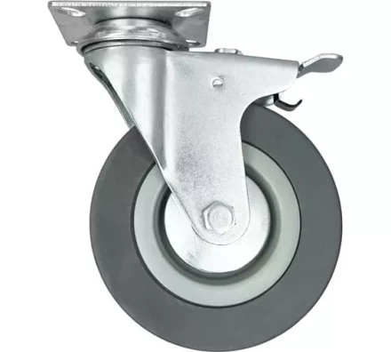 Аппаратное поворотное колесо с тормозом HITCH 50*18 резина серая SCgb25 (SZ084836) купить в Когалыме