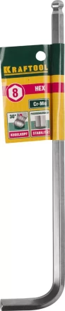 Ключ KRAFTOOL "INDUSTRIE" имбусовый, длинный c шариком, Cr-Mo, хромосатинированное покрытие, HEX 8 27437-8 купить в Когалыме