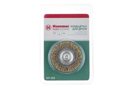 Кордщетка HAMMER плоская 50мм для дрели гофрированная латунированная сталь (207-205) купить в Когалыме