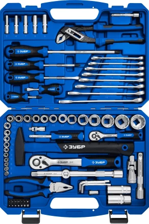 ЗУБР Универсал-76, 76 предм., (1/2+ 1/4), универсальный набор инструмента, Профессионал (27670-H76) купить в Когалыме