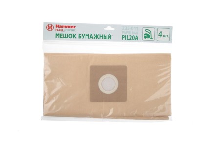 Бумажные мешки HAMMER 233-011 для пылесосов PIL20A (4 шт.) купить в Когалыме