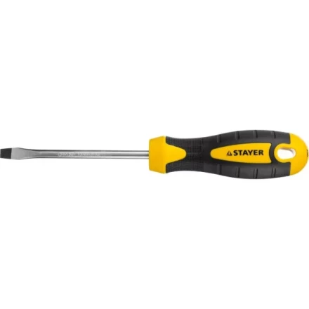 Отвертка STAYER "MASTER" "ТECHNO", двухкомпонентная рукоятка, магнитный наконечник, Cr-V, SL6,0x100мм 2507-06-10_z02 купить в Когалыме