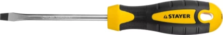 Отвертка STAYER "MASTER" "ТECHNO", двухкомпонентная рукоятка, магнитный наконечник, Cr-V, SL6,0x100мм 2507-06-10_z02 купить в Когалыме