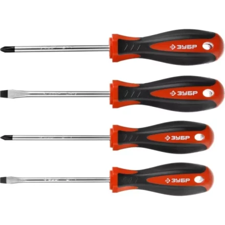 Набор ЗУБР "МАСТЕР": Отвертки, Cr-v, эргономичная двухкомпонентная рукоятка, 4шт 25065-H4_z03 купить в Когалыме