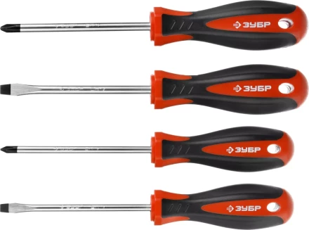 Набор ЗУБР "МАСТЕР": Отвертки, Cr-v, эргономичная двухкомпонентная рукоятка, 4шт 25065-H4_z03 купить в Когалыме