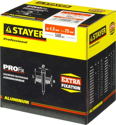 Заклепки PROFIX алюминиевые, 4,8х25мм, 500шт, STAYER Professional 31205-48-25 31205-48-25 купить в Когалыме