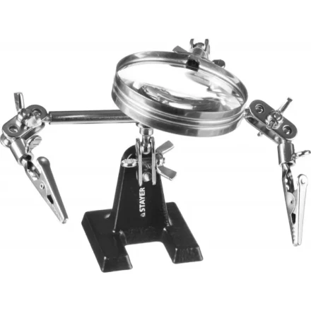 Штатив STAYER "MASTER" для фиксации электронной платы, c увеличительной линзой 55339 купить в Когалыме