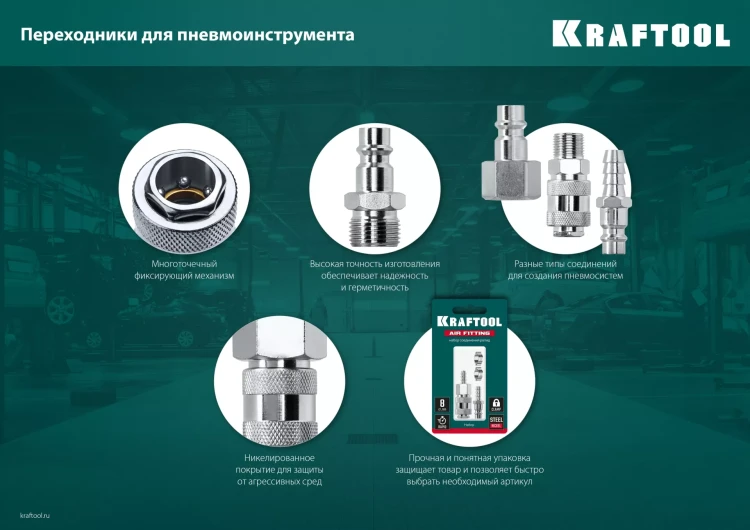 Переходники KRAFTOOL EXPERT QUALITAT для пневмоинструмента, резьба 1/4 06591-1/4 купить в Когалыме