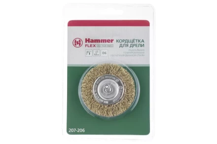 Кордщетка HAMMER плоская 63мм для дрели гофрированная латунированная сталь (207-206) купить в Когалыме