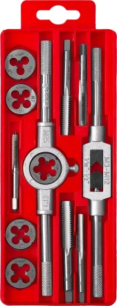 Набор ЗУБР "МАСТЕР" с металлореж. Инстр., метчики однопроходные и плашки М6-М12, оснастка - в пластиковом боксе, 12пред. 28121-H12 купить в Когалыме