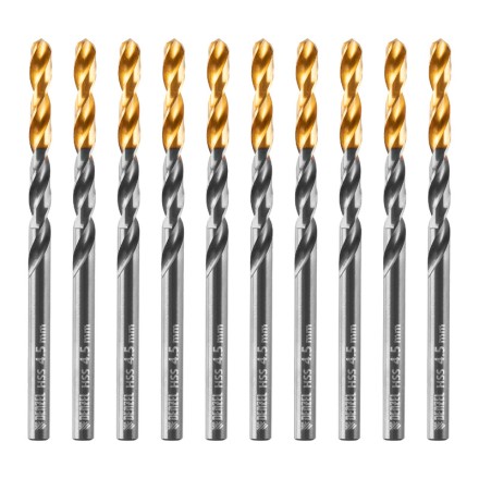 Сверло по металлу, 4,5 мм, HSS-Tin, Golden Tip, 10 шт. Denzel 717211 купить в Когалыме