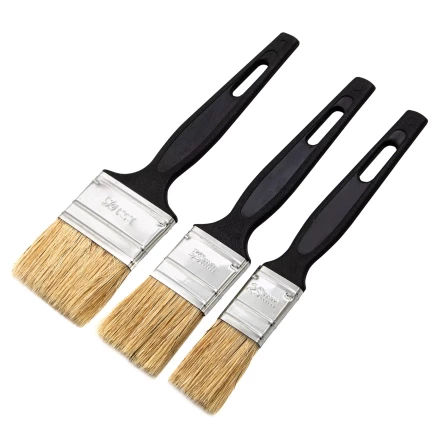 Набор кистей флейцевых 3 шт. (25 мм, 35 мм, 50 мм), натуральная щетина, пластиковая ручка Сибртех 82507 купить в Когалыме