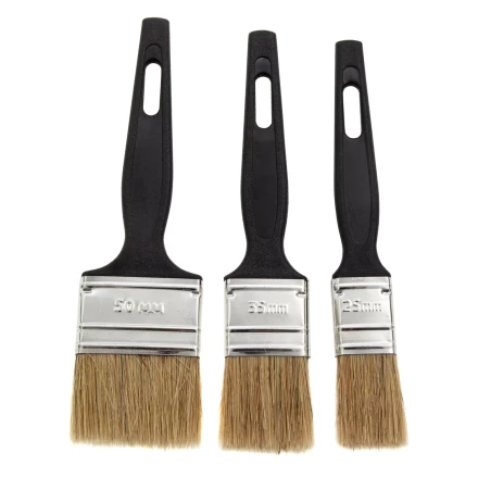Набор кистей флейцевых 3 шт. (25 мм, 35 мм, 50 мм), натуральная щетина, пластиковая ручка Сибртех 82507 купить в Когалыме