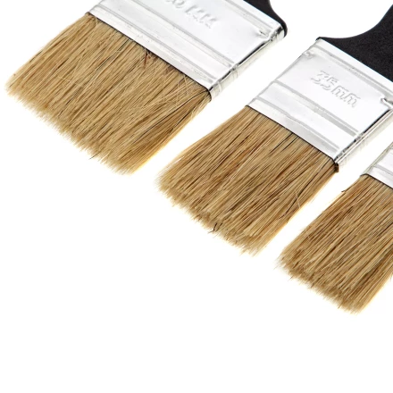 Набор кистей флейцевых 3 шт. (25 мм, 35 мм, 50 мм), натуральная щетина, пластиковая ручка Сибртех 82507 купить в Когалыме