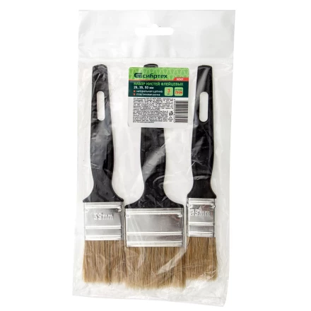 Набор кистей флейцевых 3 шт. (25 мм, 35 мм, 50 мм), натуральная щетина, пластиковая ручка Сибртех 82507 купить в Когалыме