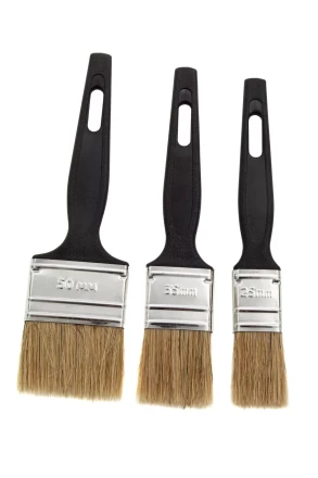 Набор кистей флейцевых 3 шт. (25 мм, 35 мм, 50 мм), натуральная щетина, пластиковая ручка Сибртех 82507 купить в Когалыме