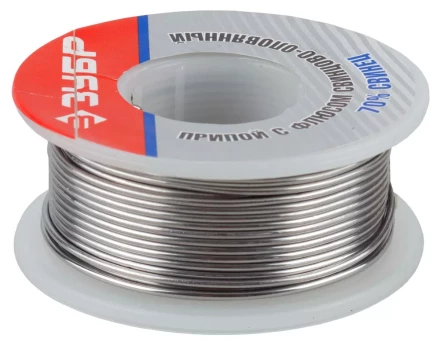 Припой ЗУБР оловянно-свинцовый, 30% Sn / 70% Pb, 100гр 55422-100 купить в Когалыме