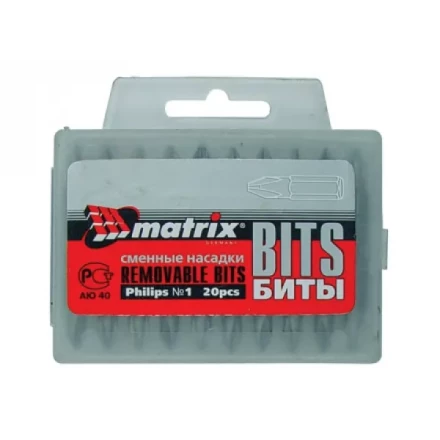 Набор бит Ph2 x 25 мм, сталь 45Х, 20 шт., в пласт. боксе  MATRIX 11352 купить в Когалыме