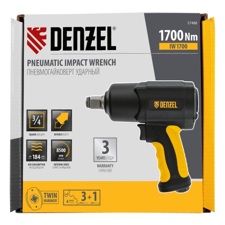Ударный пневмогайковерт Denzel IW1700, 3/4&quot;, 8500 об/мин, 1700 Нм 57488 купить в Когалыме