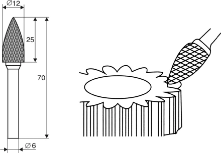 Борфреза Аркоподобная заостренная G 6х12 Энкор 21713 купить в Когалыме