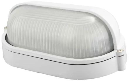 Светильник уличный СВЕТОЗАР влагозащищенный с верхним защитным кожухом, овал, цвет белый, 60Вт SV-57211-W купить в Когалыме