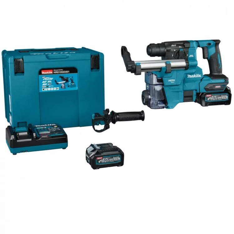 Аккумуляторный 40V перфоратор c пылеудалением Makita HR010GD201 (2АКБ 2,5Ач, ЗУ) купить в Когалыме