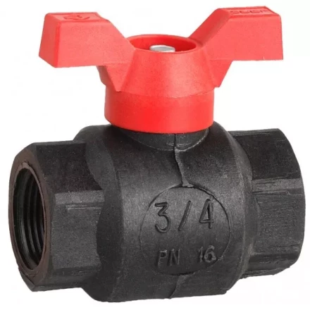 Кран шаровой ЗУБР полнопроходной "мама-мама", бабочка, пластиковый корпус, 3/4" 4-51523-P-3/4 купить в Когалыме