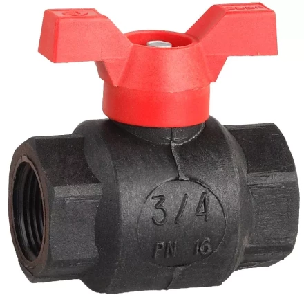 Кран шаровой ЗУБР полнопроходной "мама-мама", бабочка, пластиковый корпус, 3/4" 4-51523-P-3/4 купить в Когалыме