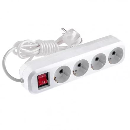 Удлинитель бытовой с заземлением и выключателем 2 м 4 розетки 10 A серия УХз10 Denzel 95975 купить в Когалыме