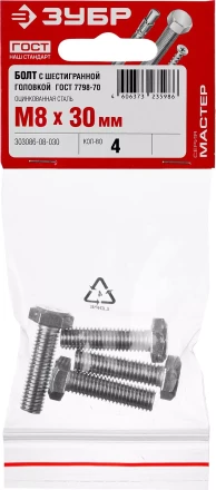 Болты ГОСТ 7798-70 (аналог DIN 933) с шестигранной головкой пакет серия МАСТЕР купить в Когалыме