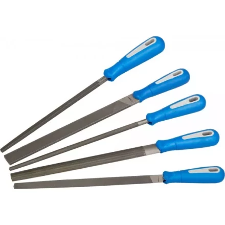 Набор ЗУБР: Напильники "ПРОФЕССИОНАЛ" с двухкомп ручкой, плоский, полукруглый, трехгранный, квадратный, круглый, №2, 250мм 16651-25-H5 купить в Когалыме