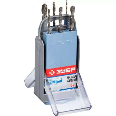 Набор ЗУБР ЗУБР "МАСТЕР": по металлу, цилиндр хвостовик, быстрорежущая сталь Р6М5, 2,3,4,5,6,8мм, 6шт в супер боксе 4-29621-H6-SB купить в Когалыме