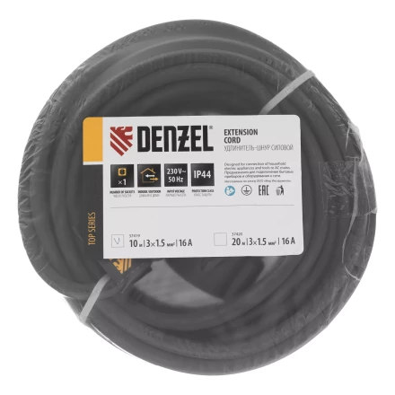 Удлинитель-шнур силовой Denzel Top Series, КГТТ, 10м, 1 розетка, 3 x 1,5 мм, 3 м 37419 купить в Когалыме
