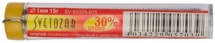 Припой СВЕТОЗАР оловянно-свинцовый, 30% Sn / 70% Pb, 15гр SV-55325-015 купить в Когалыме