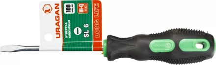Отвертка URAGAN c двухкомпонентной рукояткой, SL6,0 x 100мм 25075-06-10_z01 купить в Когалыме