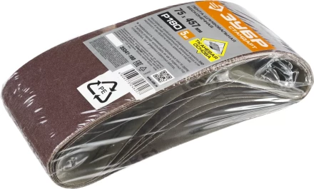 Лента шлифовальная бесконечная ЗУБР "СТАНДАРТ" на тканевой основе, для ЛШМ, P180, 75х457мм, 5 шт 35341-180 купить в Когалыме