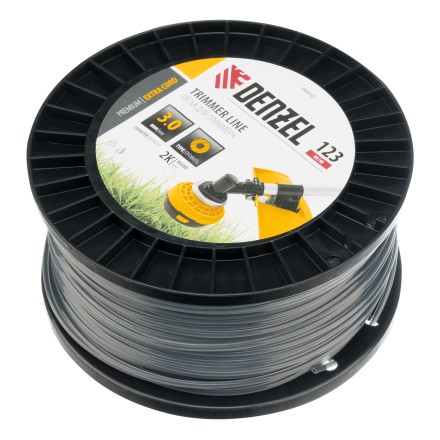 Леска для триммера двухкомпонентная круглая, 3,0мм х 123м, на DIN катушке EXTRA CORD// Denzel 96810 купить в Когалыме