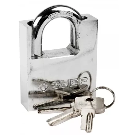 Замок ЗУБР "ЭКСПЕРТ" навесной, стальной корпус, закаленная дужка, с дополнительной защитой, 60мм 37223-60 купить в Когалыме