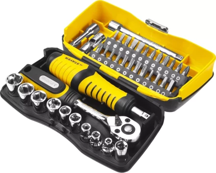 Набор STAYER "PROFESSIONAL": Биты и торцовые головки с трещеткой и воротком, 39 предметов 25135-H39 купить в Когалыме