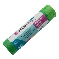 Пакеты для мусора с завязками 35 л x 15 шт., зеленые, Home Palisad 927175