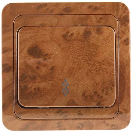 Выключатель СВЕТОЗАР "ГАММА" проходной, одноклавишный, цвет орех, 10A/~250B SV-54137-N купить в Когалыме